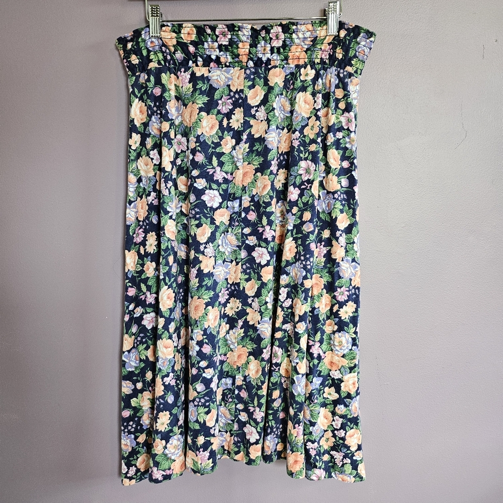 JF II Petites Vintage 80s Cottagecore Prairie Floral Buttoned Top & Skirt Set - Picture 13 of 15
